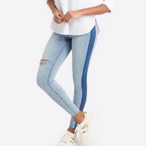 SPANX Pull On Distressed Skinny Jean with Side Stripe blue size 2X